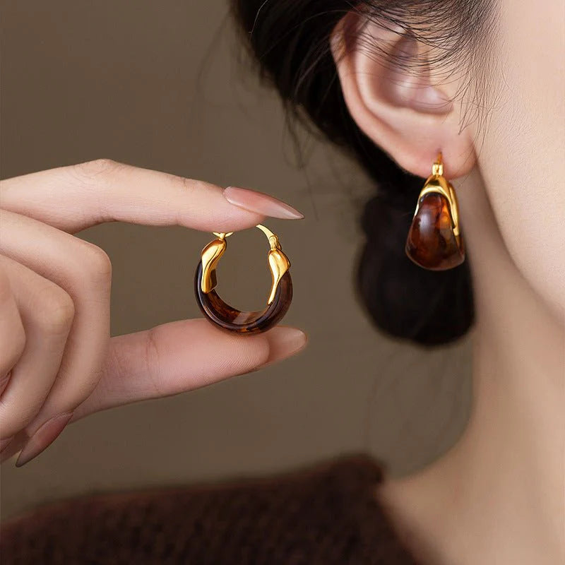 Amber Drop Huggie Earrings