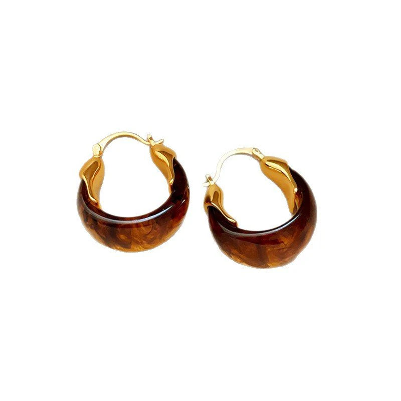 Amber Drop Huggie Earrings