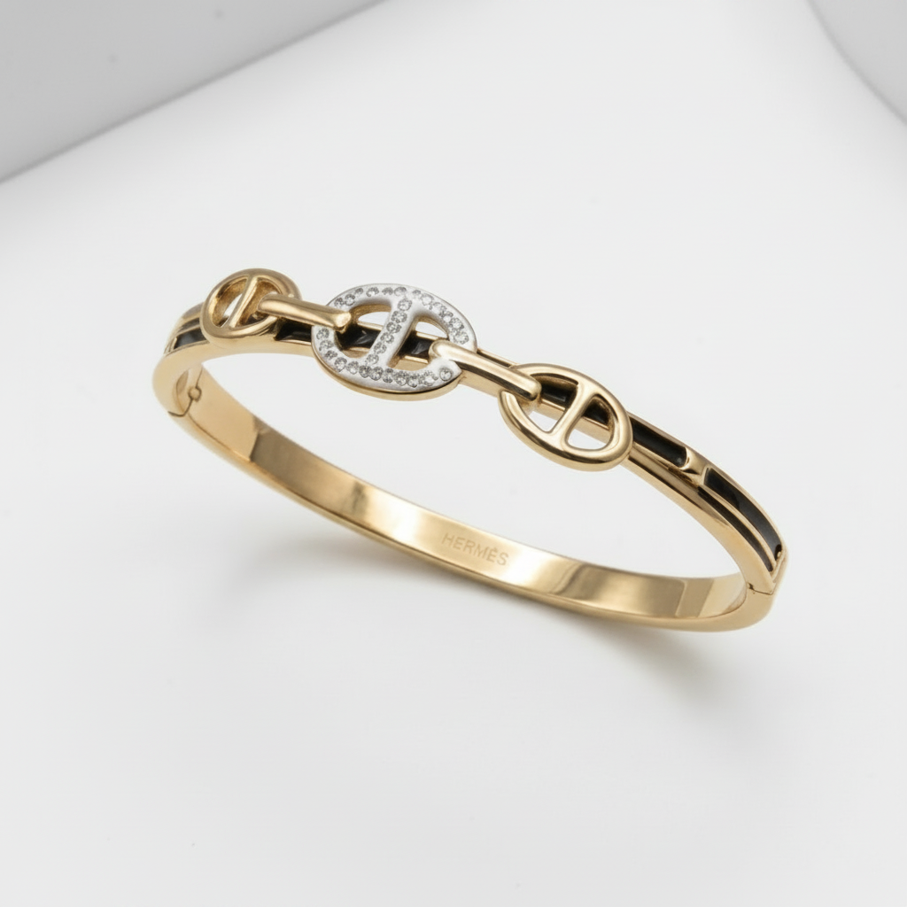 Crystal Link Hinged Bangle