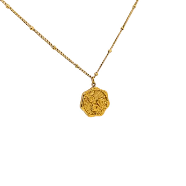 Golden Rose Medallion Necklace