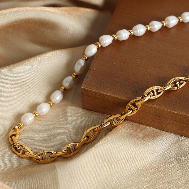 Half-Chain Freshwater Pearl Necklace