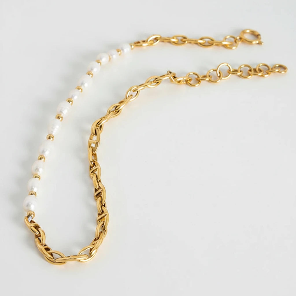 Half-Chain Freshwater Pearl Necklace