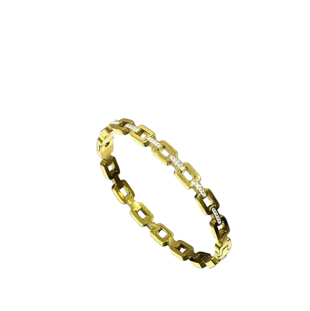 Chain-Link Crystal Bangle
