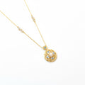 Vintage Enamel Floral Pearl Necklace