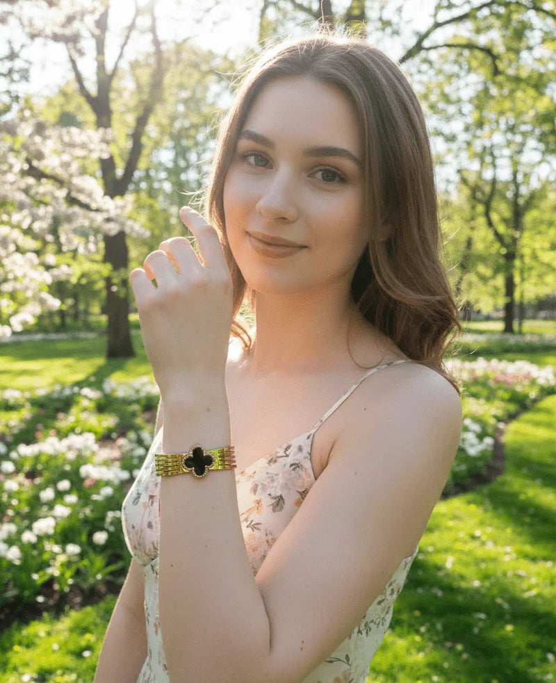 Clover Charm Hinged Bangle