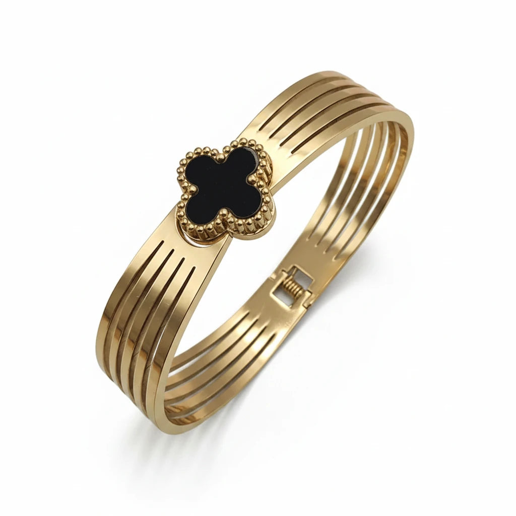 Clover Charm Hinged Bangle