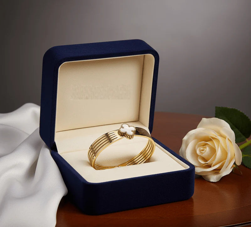 Clover Charm Hinged Bangle