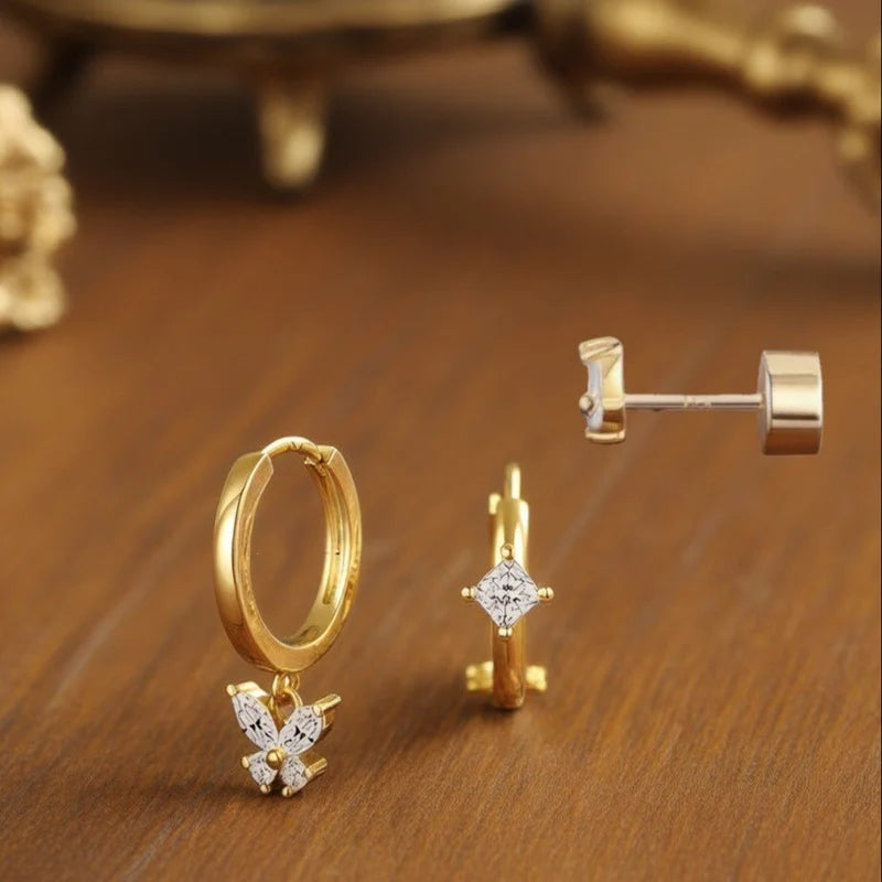 Dainty Pave Butterfly Hoop Set