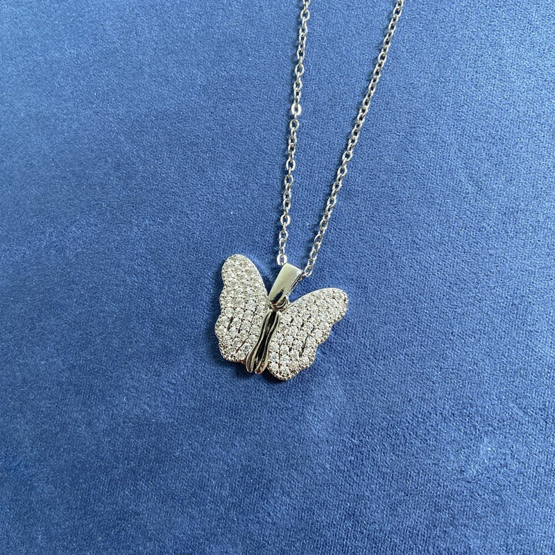 Shimmering Butterfly Pendant Necklace