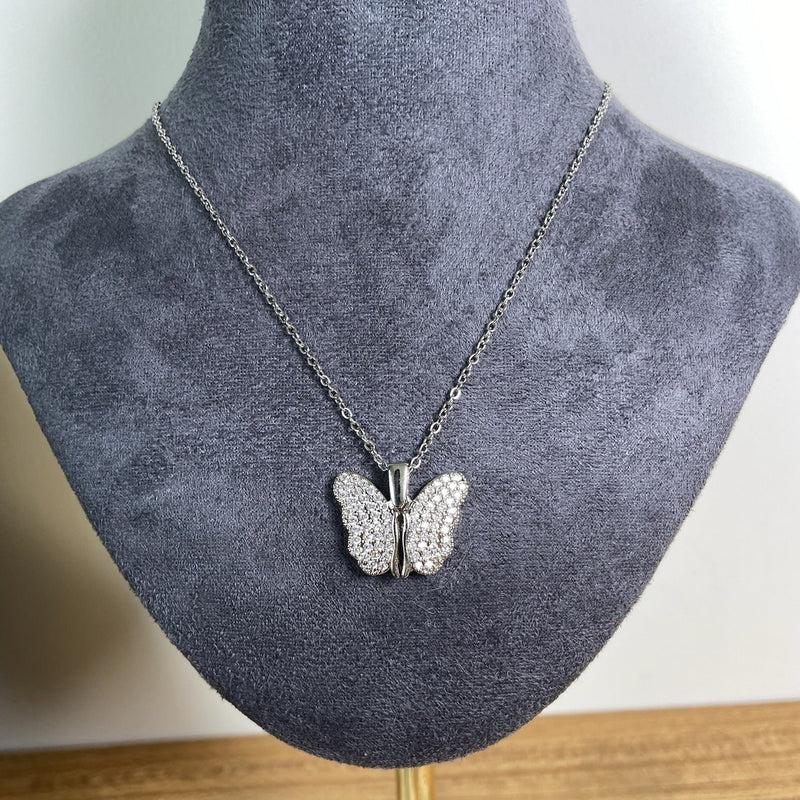 Shimmering Butterfly Pendant Necklace