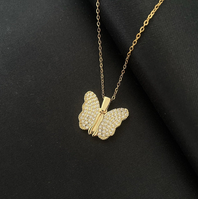Shimmering Butterfly Pendant Necklace