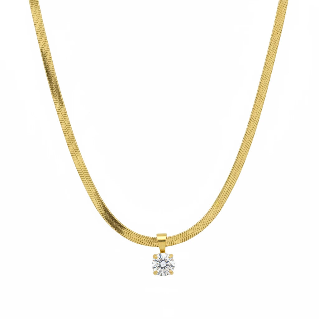 Sleek Gold Solitaire Necklace