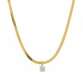 Sleek Gold Solitaire Necklace