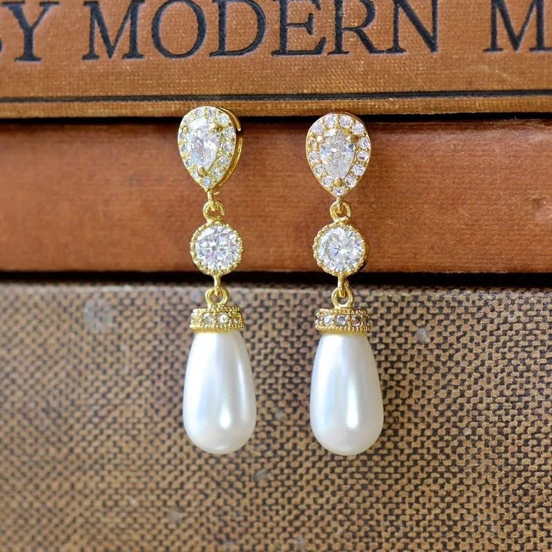 Ethereal Royal Teardrop Pearls Earrings