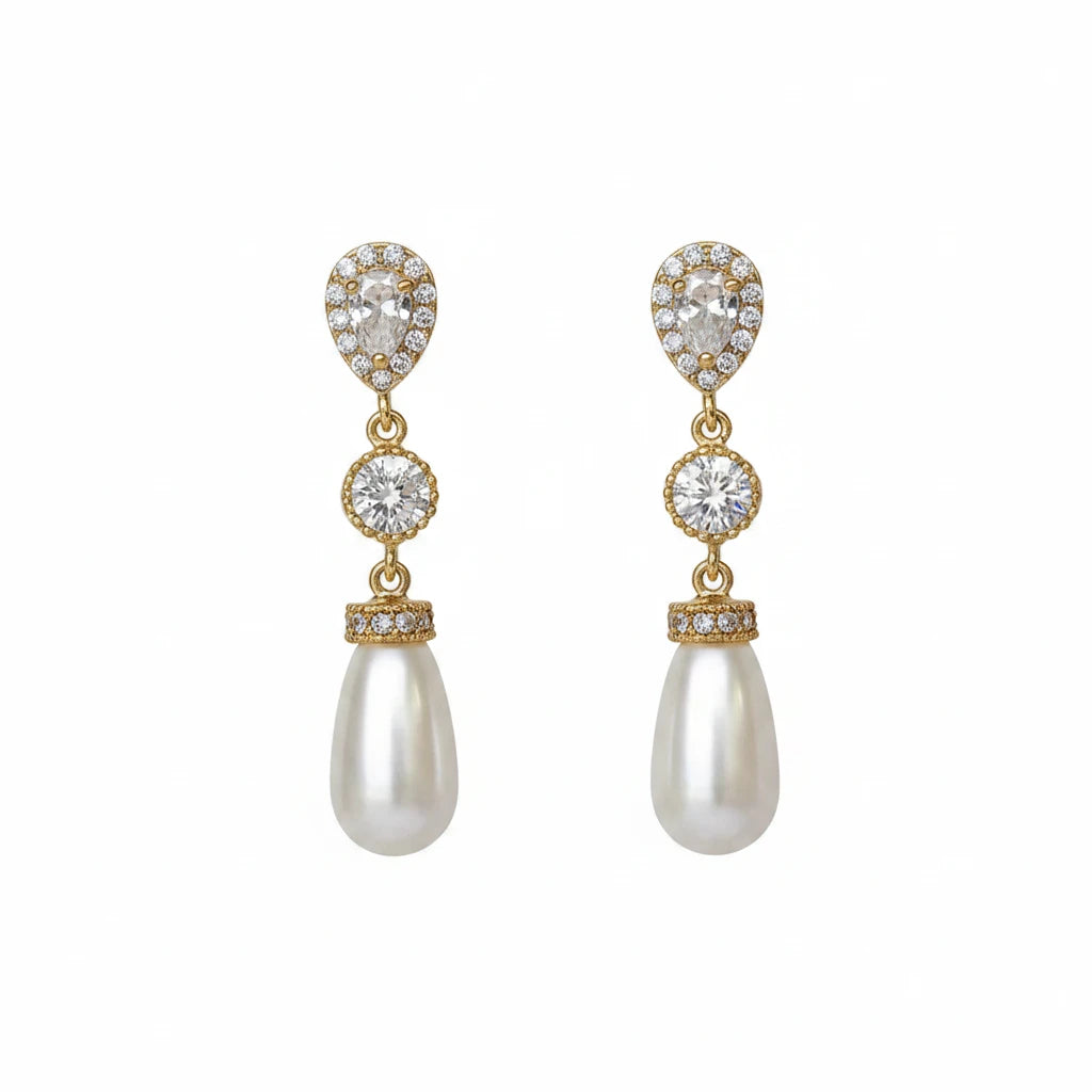 Ethereal Royal Teardrop Pearls Earrings