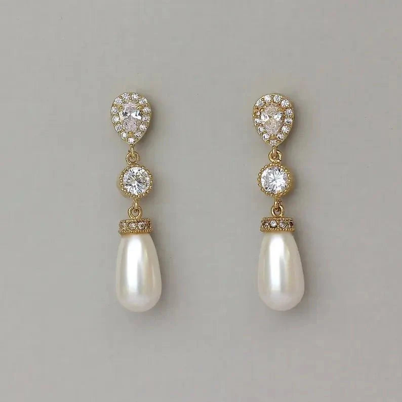 Ethereal Royal Teardrop Pearls Earrings
