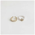 Geometric Pearl & Gold Ring Set