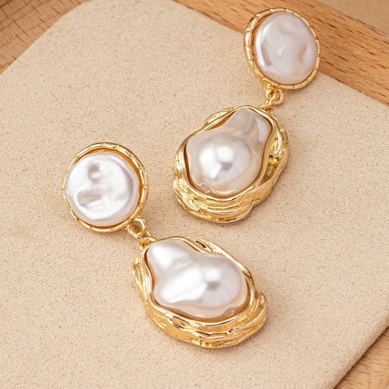 Golden Framed Pearl Drops