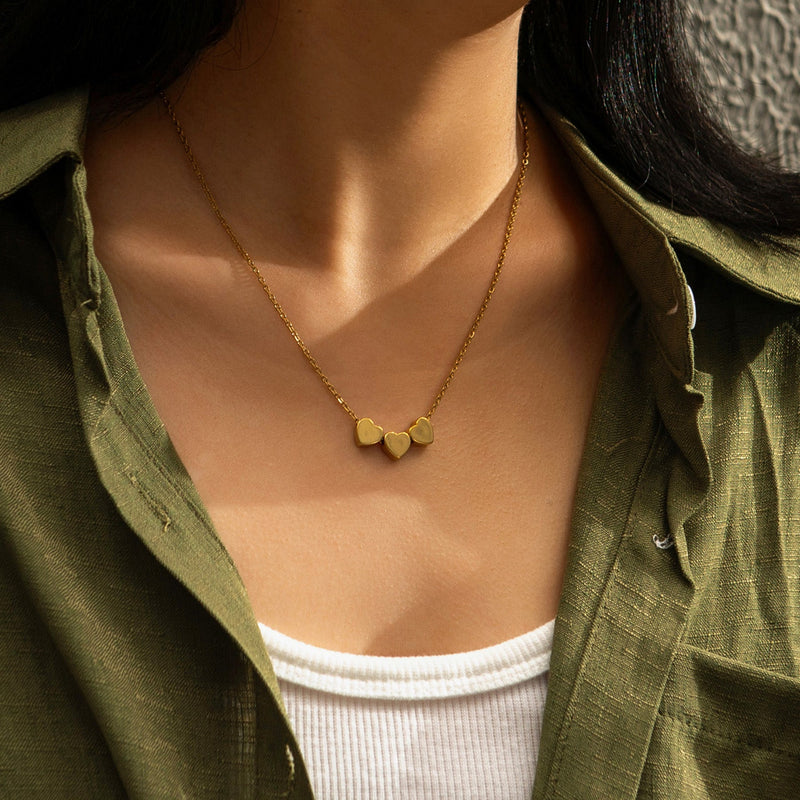 Triple Heart Charm Necklace