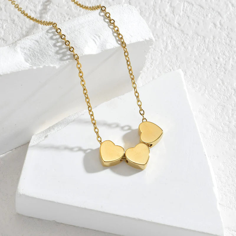 Triple Heart Charm Necklace