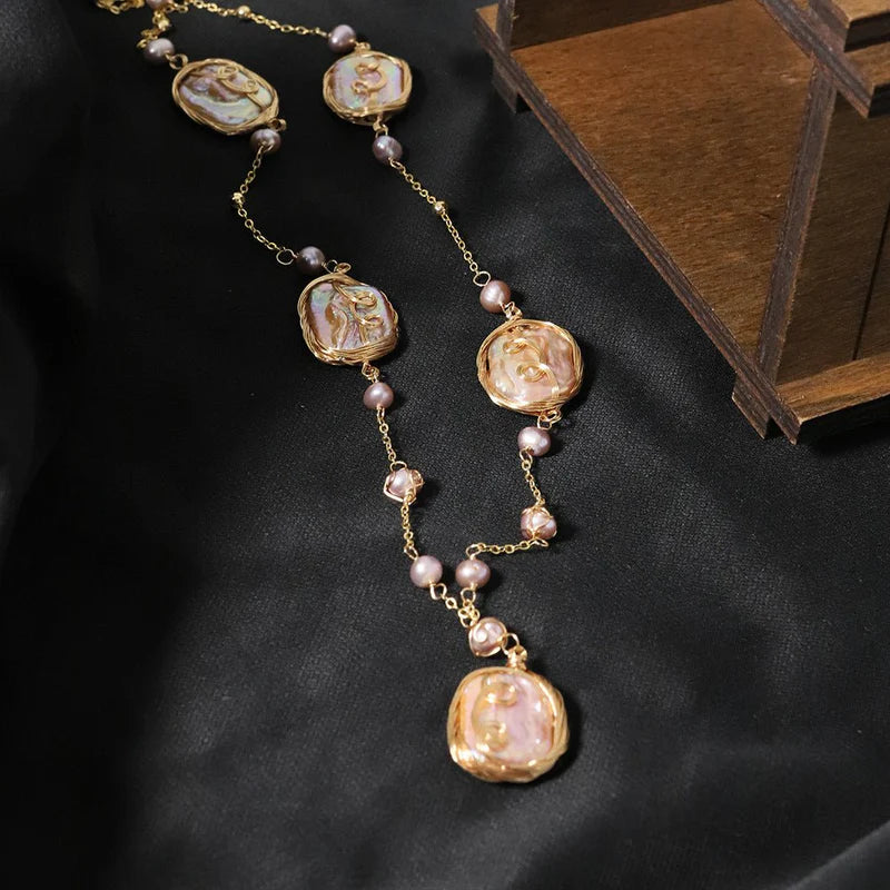 Rosy Glow Pearl Drop Necklace