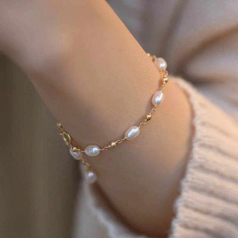 Handmade Pearl Chain Bracelet