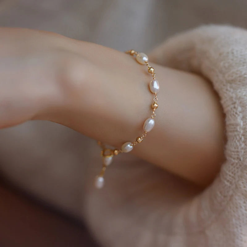 Handmade Pearl Chain Bracelet