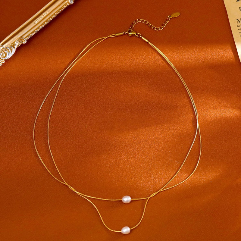 Minimalist Layered Pearl Necklace