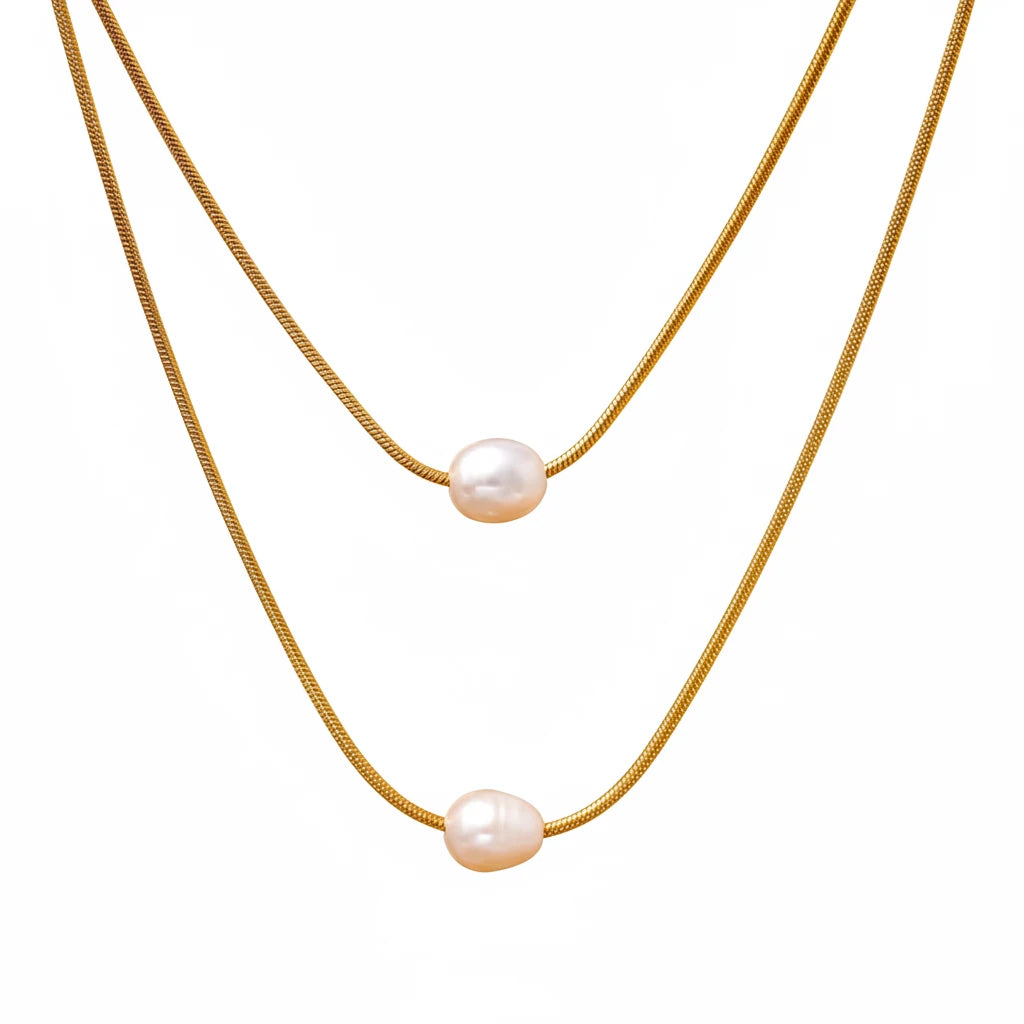 Minimalist Layered Pearl Necklace