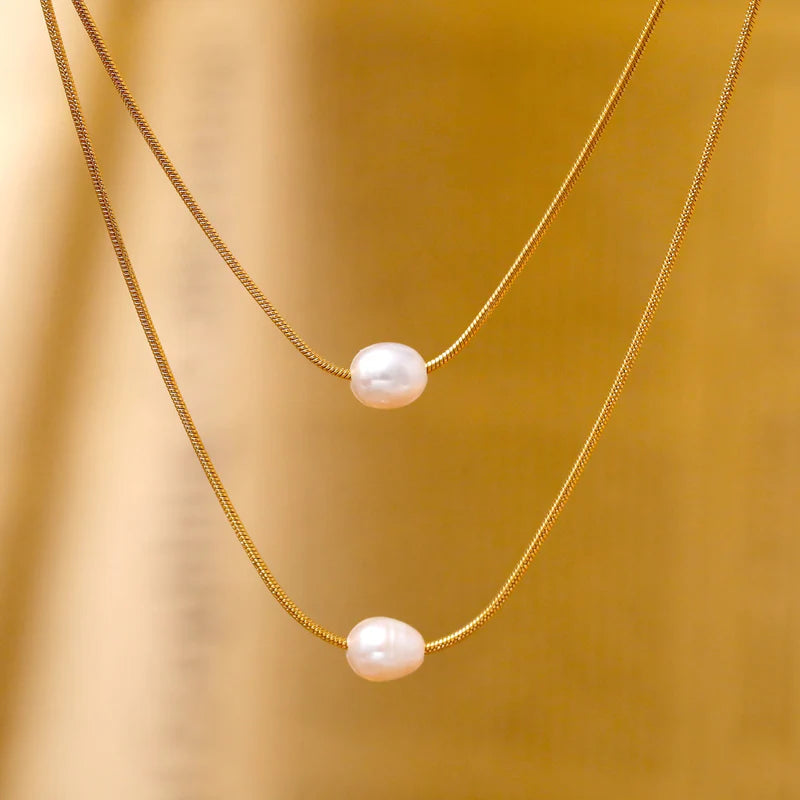 Minimalist Layered Pearl Necklace