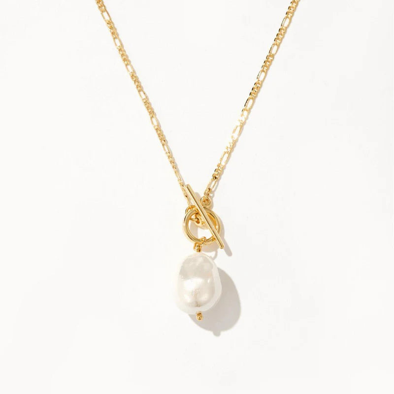 Gold Baroque Pearl Necklace