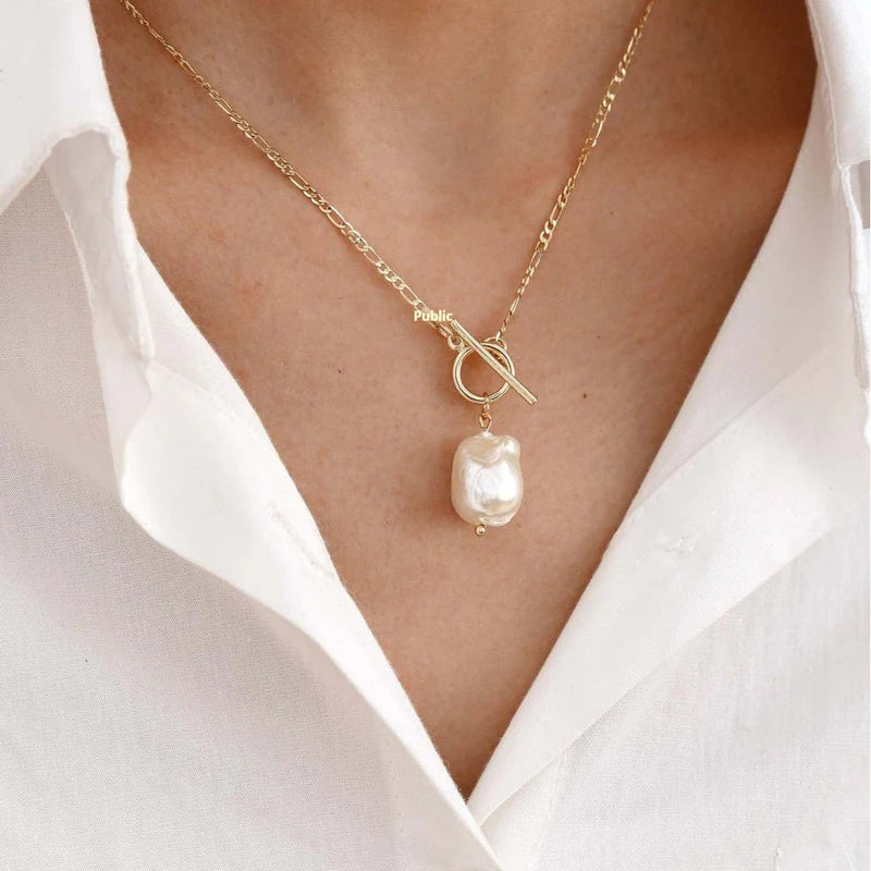 Gold Baroque Pearl Necklace