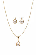 Pearl Drop Gold Pendant Set