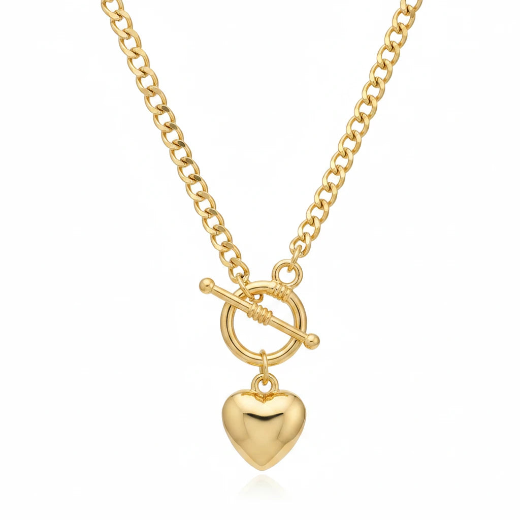 Retro Heart Cuban Necklace