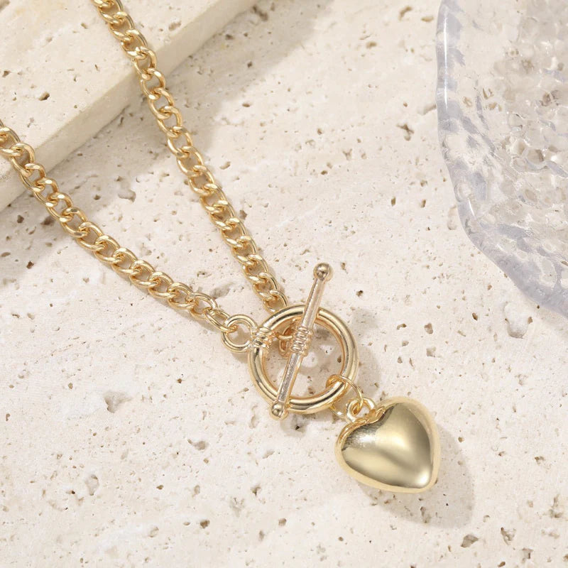 Retro Heart Cuban Necklace