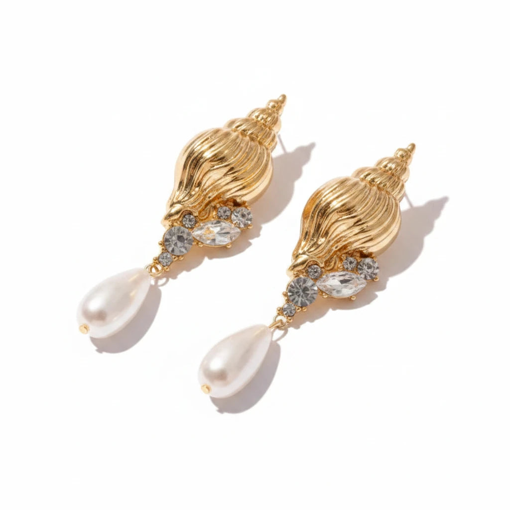 Seashell Crystal Teardrop Pearls