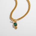 Retro Green Square Pendant Necklace