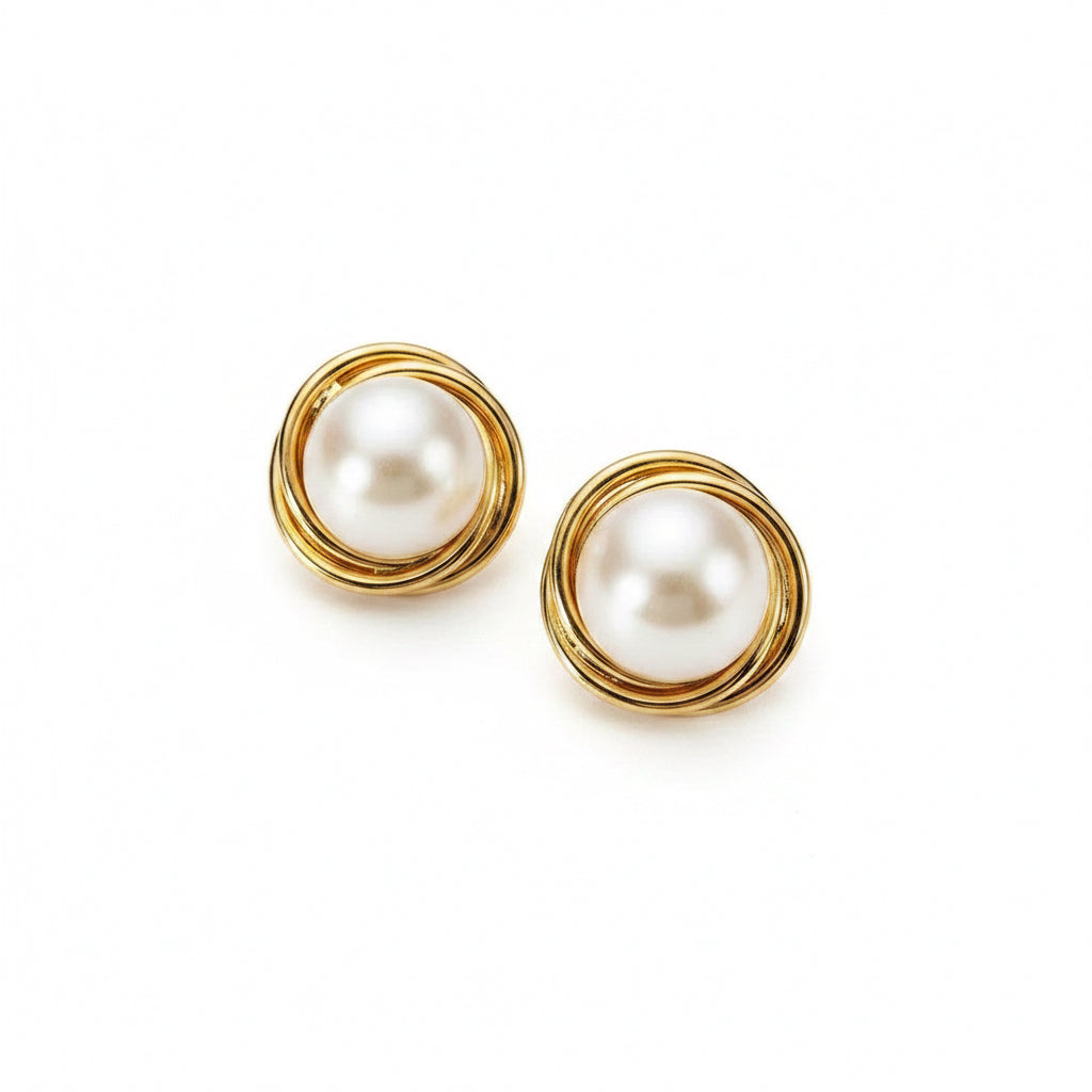 Twisted Pearl Stud Earrings