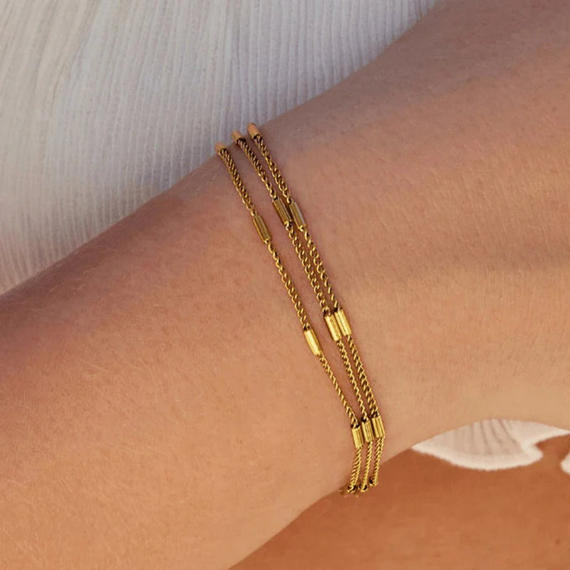 Minimal Multi-Layered Gold Bracelet