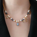 Star Moon Orchid Stone Pearl Necklace