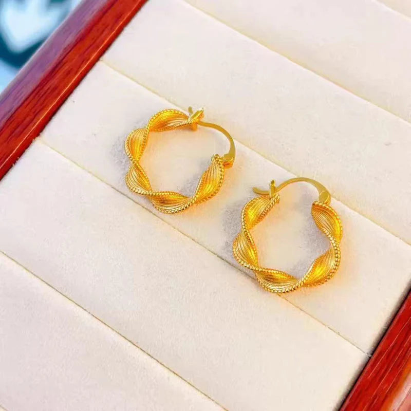Golden Braided Twist Hoops