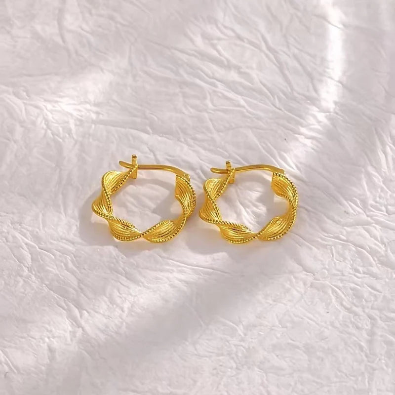 Golden Braided Twist Hoops