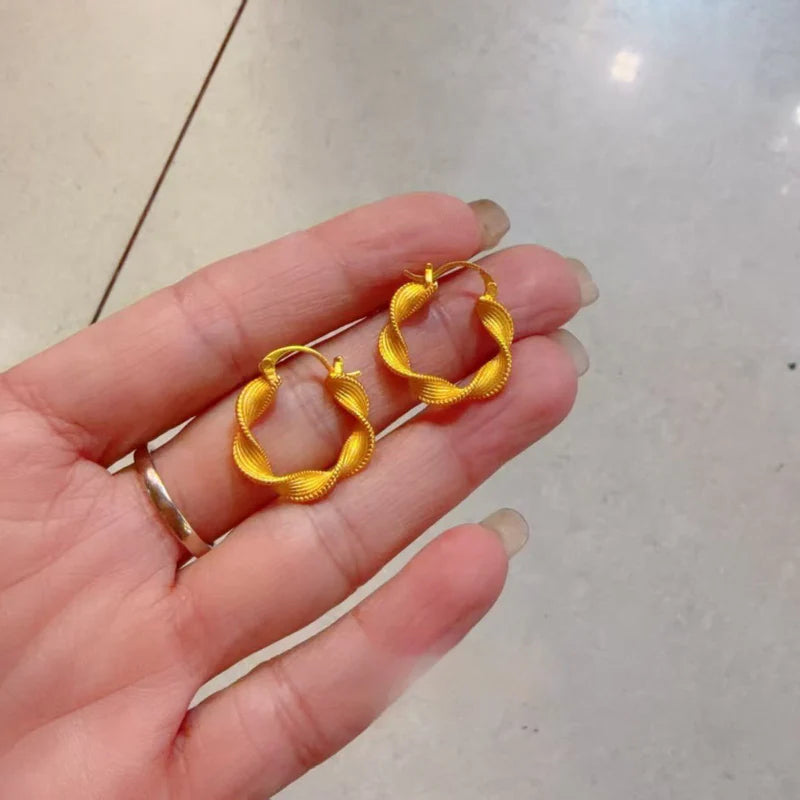 Golden Braided Twist Hoops