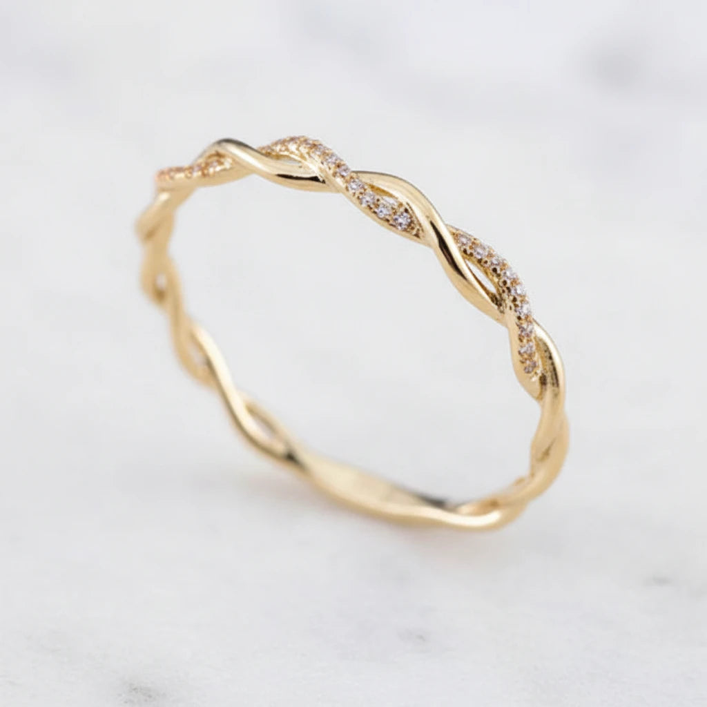 Gold Twisted Rope Statement Ring