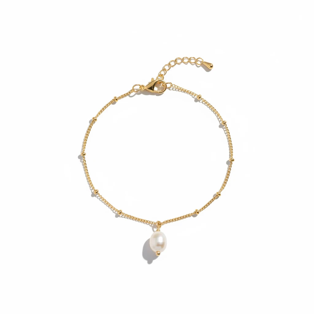 Pearl Drop Chain Bracelet