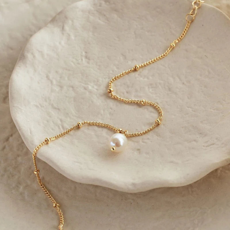 Pearl Drop Chain Bracelet