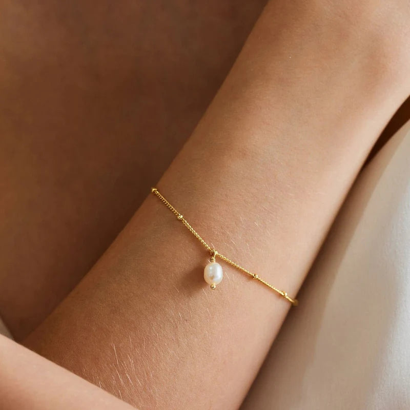 Pearl Drop Chain Bracelet