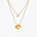 Layered Heart & Solitaire Necklace