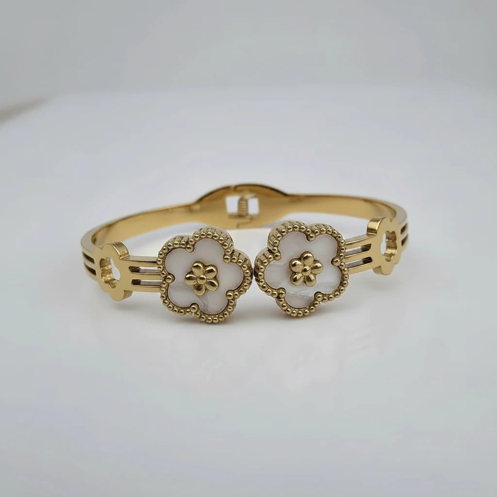 Twin Floral Charm Bangle