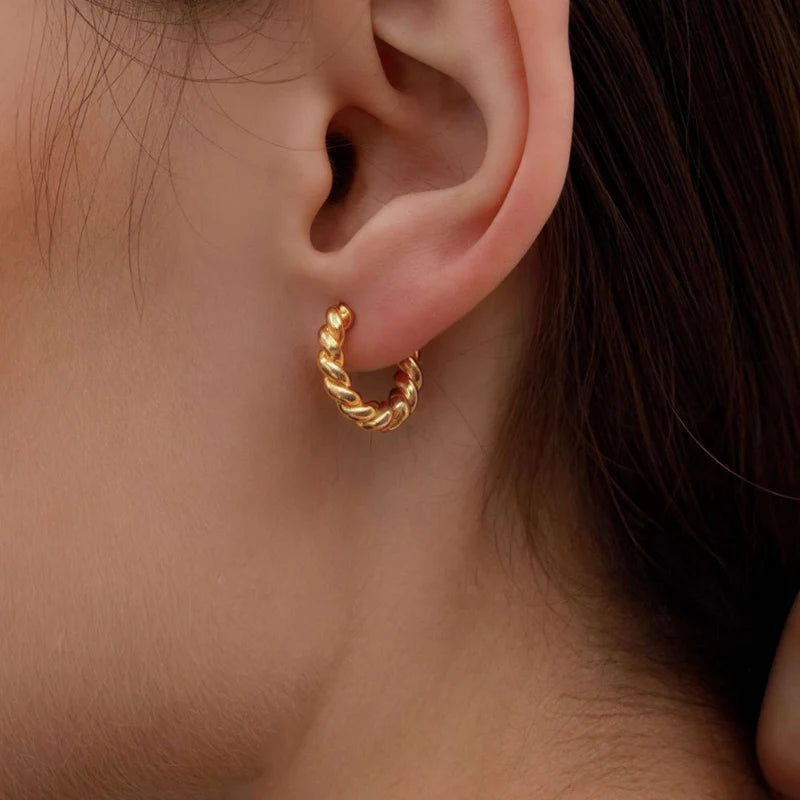 Golden Croissant Huggie Hoops